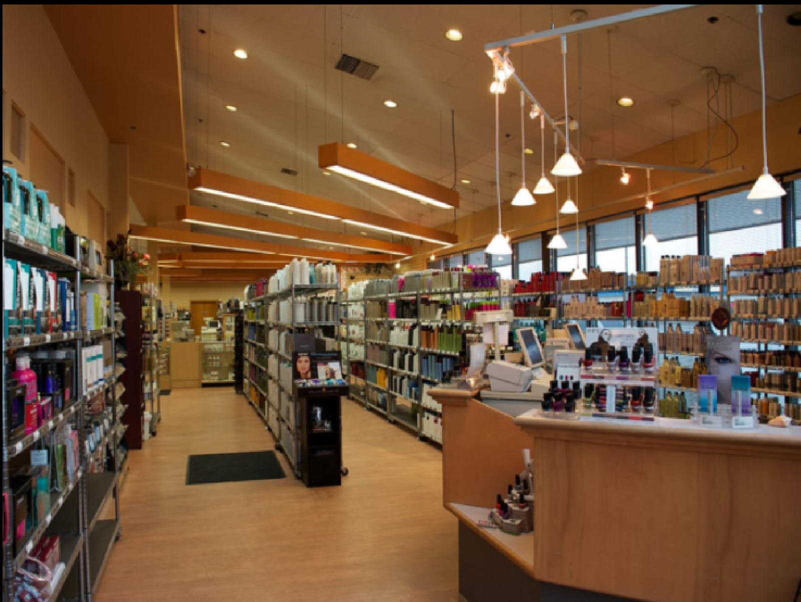 Inside Marie's Beauty Salon & Supply retail floor in Anchorage, Alaska