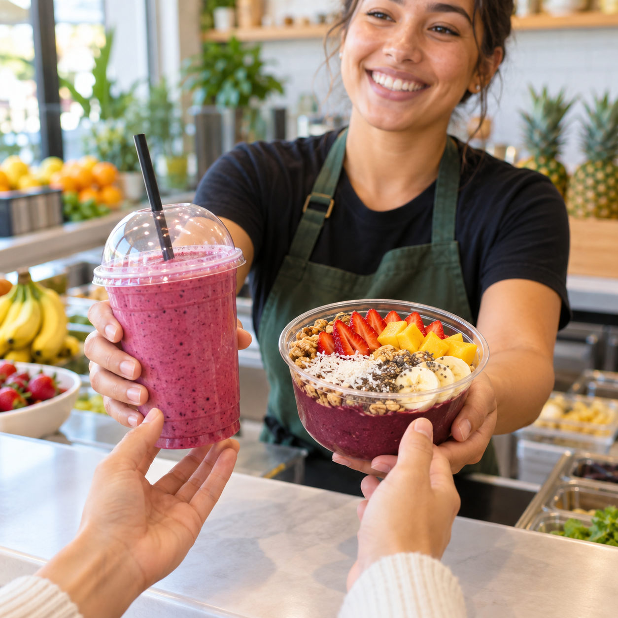 A free bowl handed over at the counter