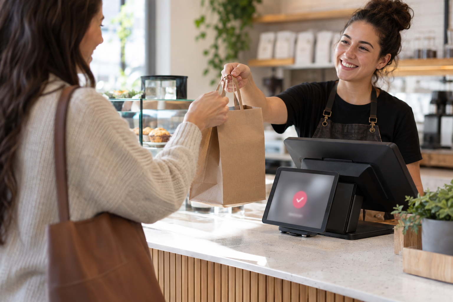 A customer being served at the counter
