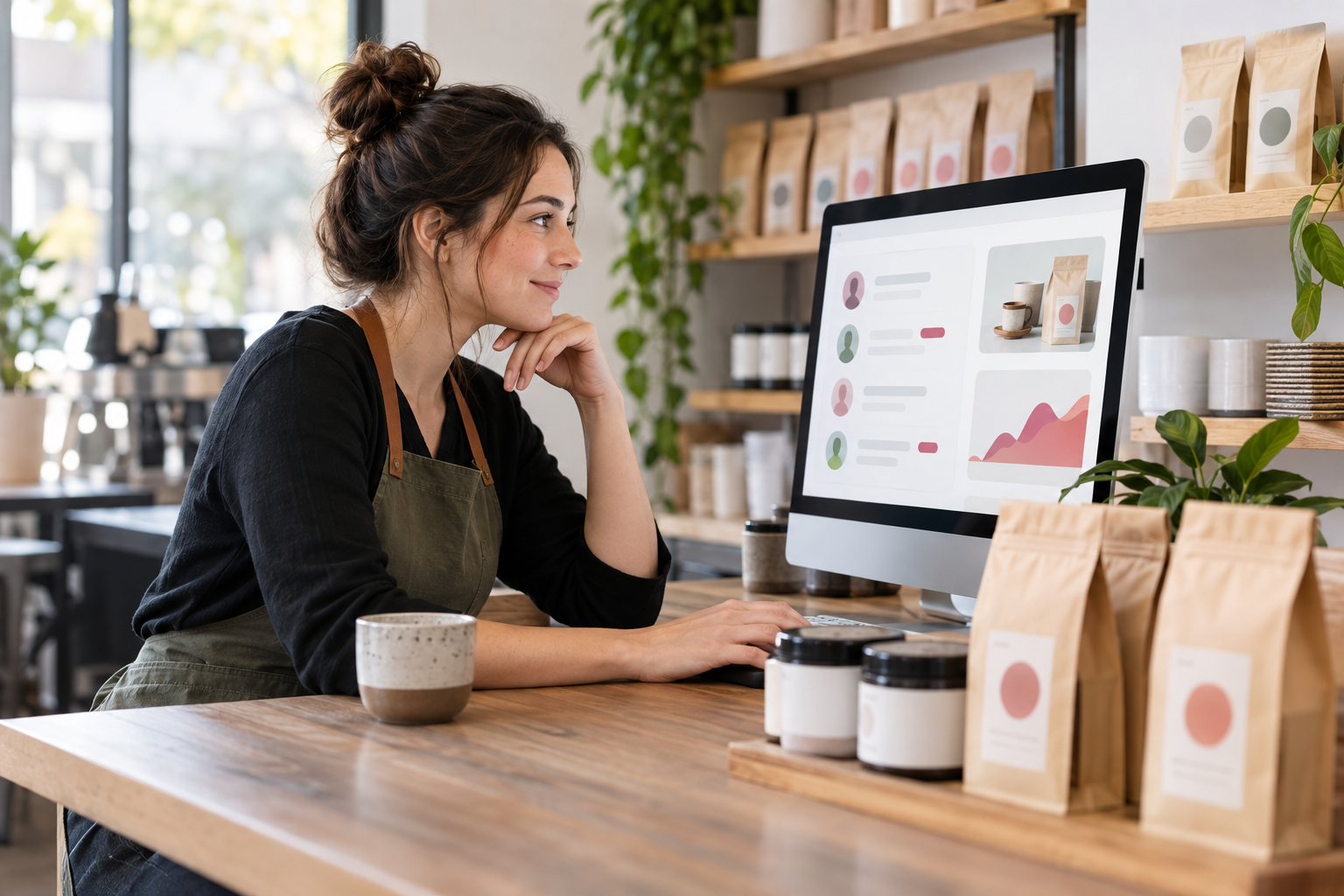 An owner reviewing customer segments by buying behavior