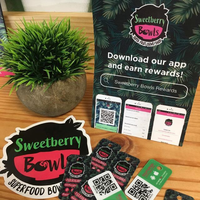 Counter signage, stickers and branded key tags in store