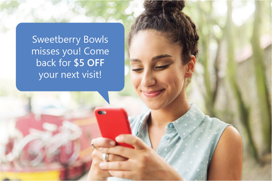 A win-back text arriving on a customer’s phone