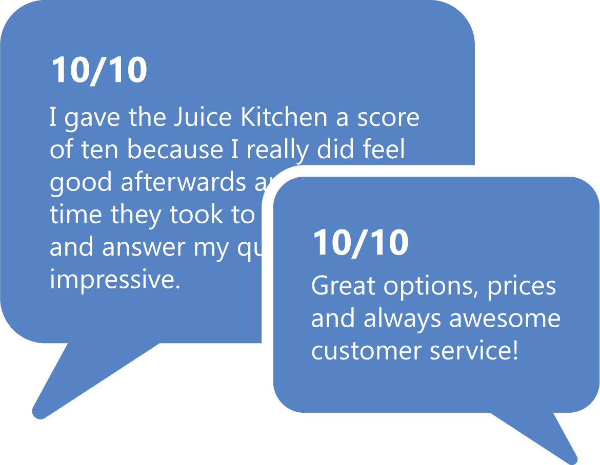 Two 10 out of 10 customer feedback responses