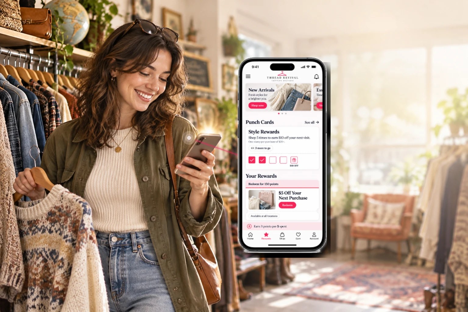 A digital punch card in the app