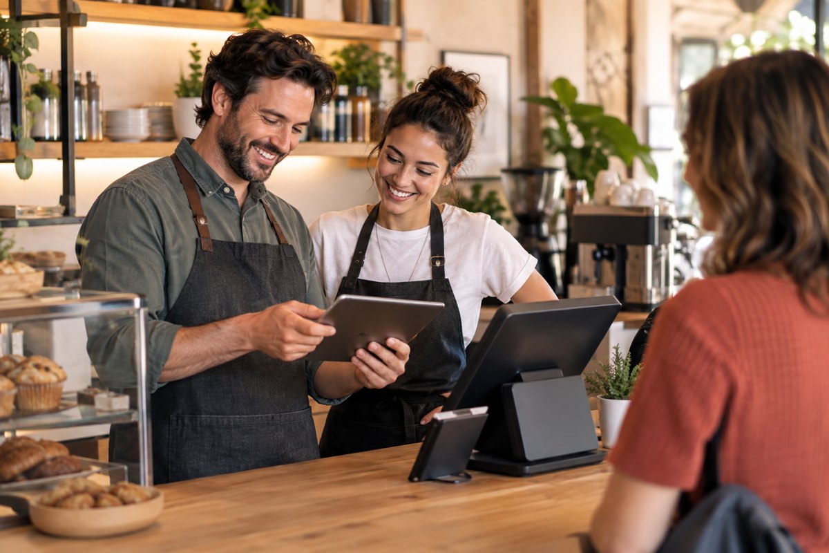 A team launching together at the counter
