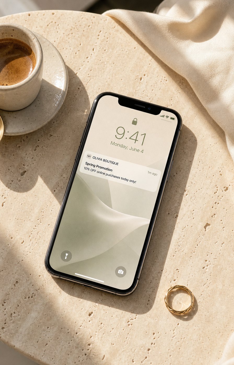 A promotional text arriving on a phone lock screen